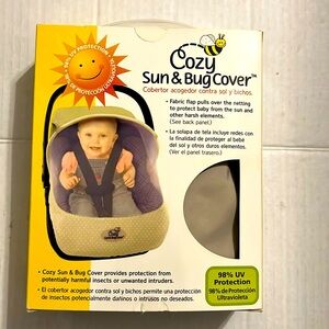 Gray and white polkadot Cozy sun and bug cover for car seat